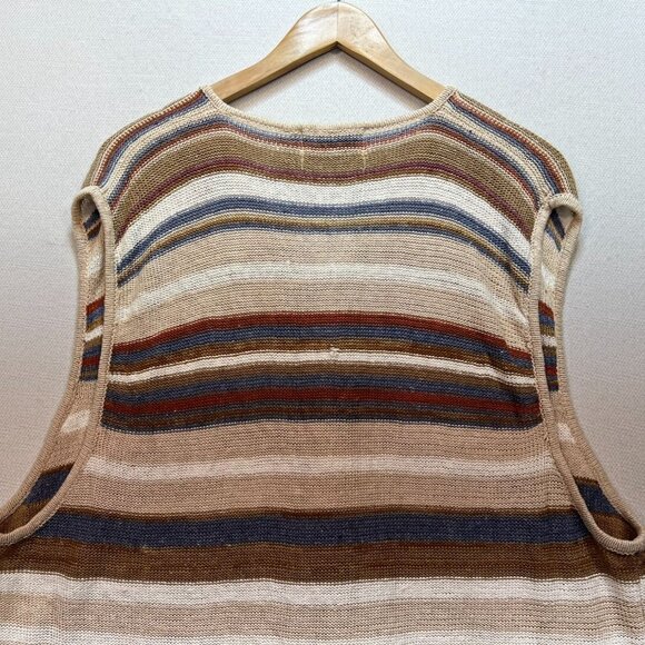 Vintage Concrete Womens Button Up Vest Sweater Size XL Brown Knitted Striped Y2K - Picture 9 of 11